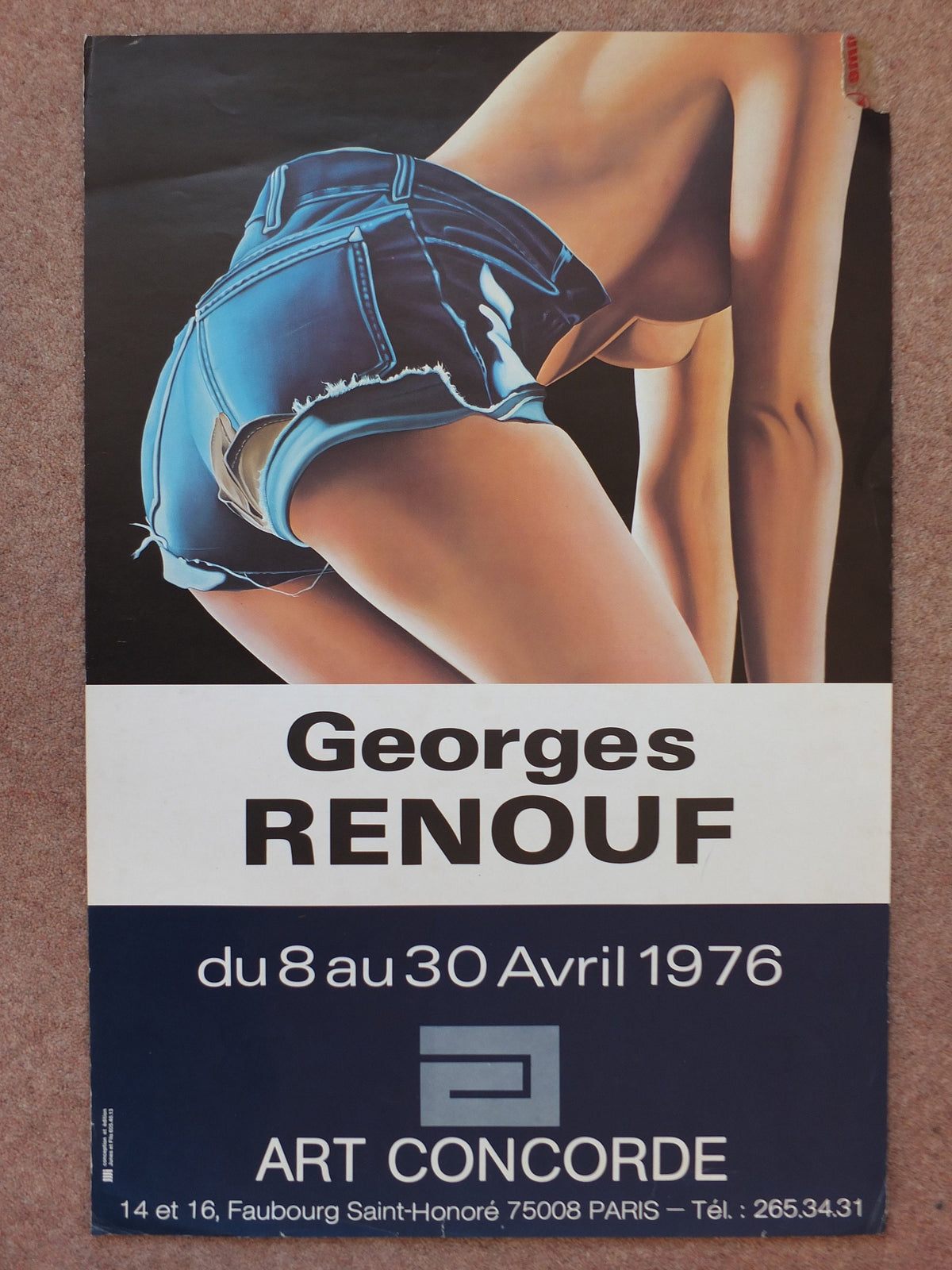 Vintage French poster Georges Renouf Art Concorde man cave mancave boys art nude denim topless wall art retro 1976 1970s