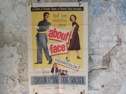 Original Vintage Movie Poster About Face 1952 1950s Gordon McRae soldier military war romance wall art US one sheet cinema film memorabilia