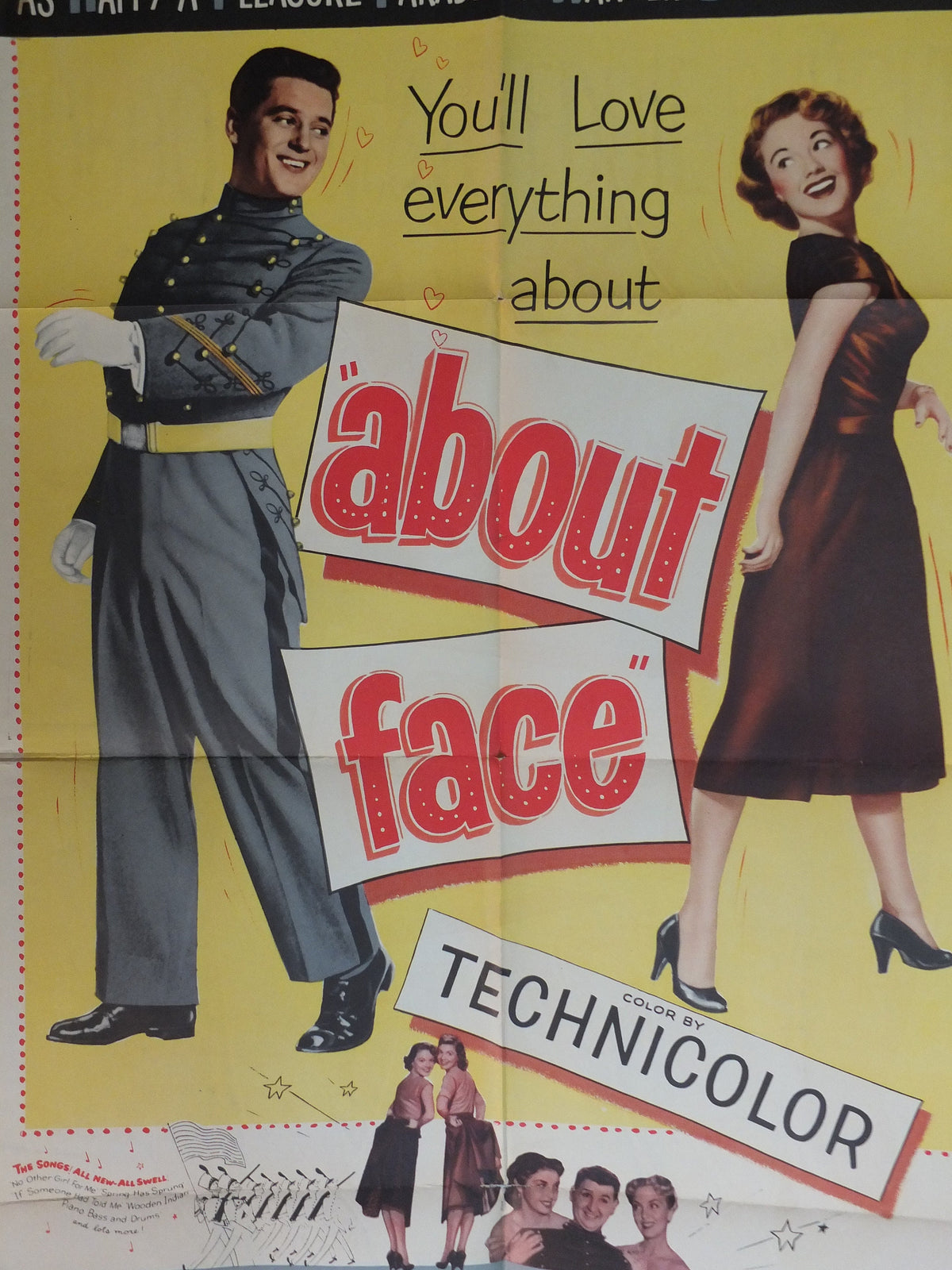 Original Vintage Movie Poster About Face 1952 1950s Gordon McRae soldier military war romance wall art US one sheet cinema film memorabilia