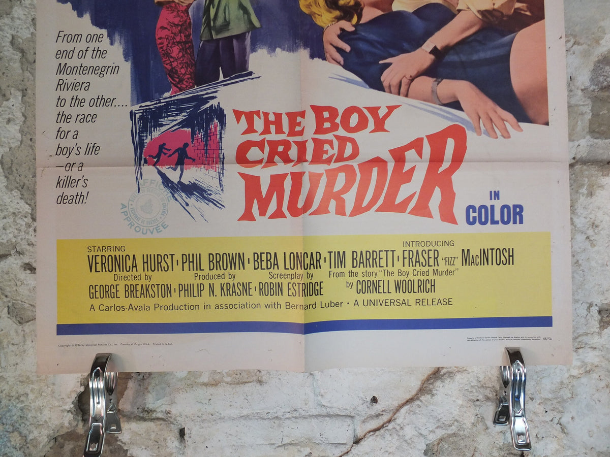Original Vintage Movie Poster The Boy Cried Murder 1966 1960s wall art killer mystery crime thriller US one sheet cinema film memorabilia