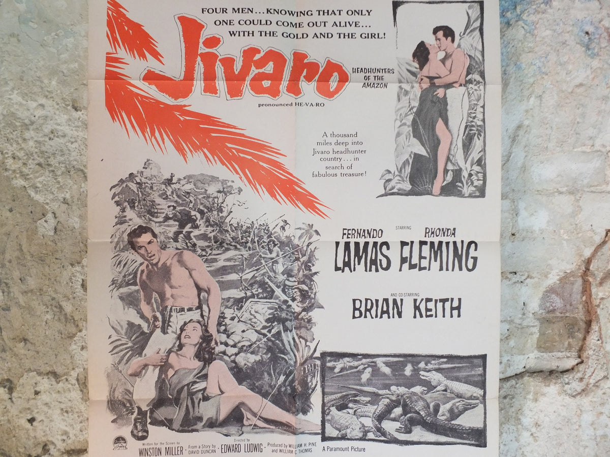 Original Vintage Movie Poster Jivaro 1954 1950s battle action love romance amazon tribe wall art US one sheet cinema film memorabilia