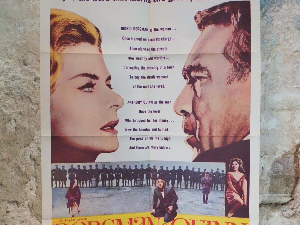 Original Vintage Movie Poster The Visit 1964 1960s wall art Hell hath Fury Ingrid Bergman Anthony Quinn US one sheet cinema film memorabilia