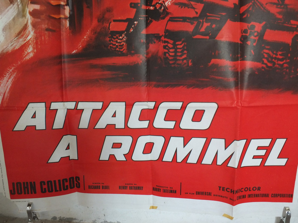 Original Vintage Italian Large Movie Poster Raid on Rommel 1971 Attaco a Rommel Richard Burton monty war libya desert rats wall art 1970s