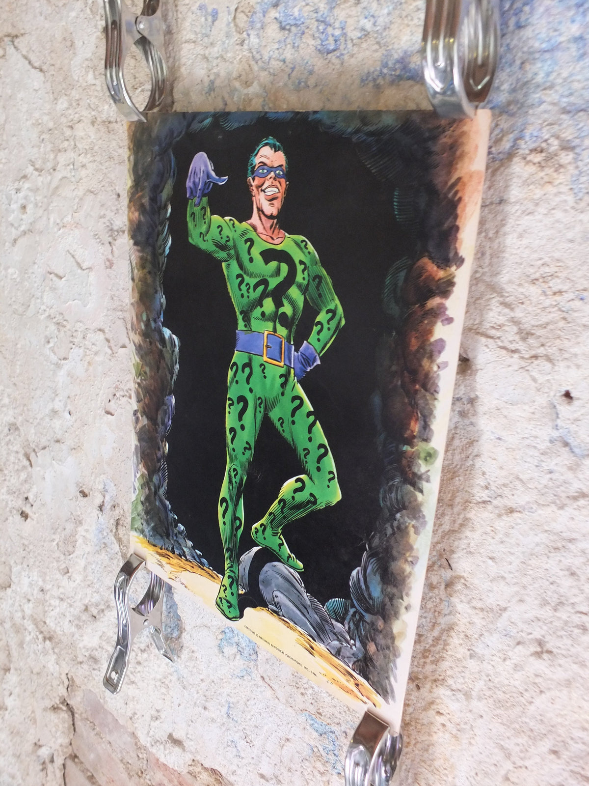 Original Vintage Comic DC Riddler villain Edward Nygma Frank Gorshin Batman Carmine Infantino crime cartoon print wall art 1966 1960s