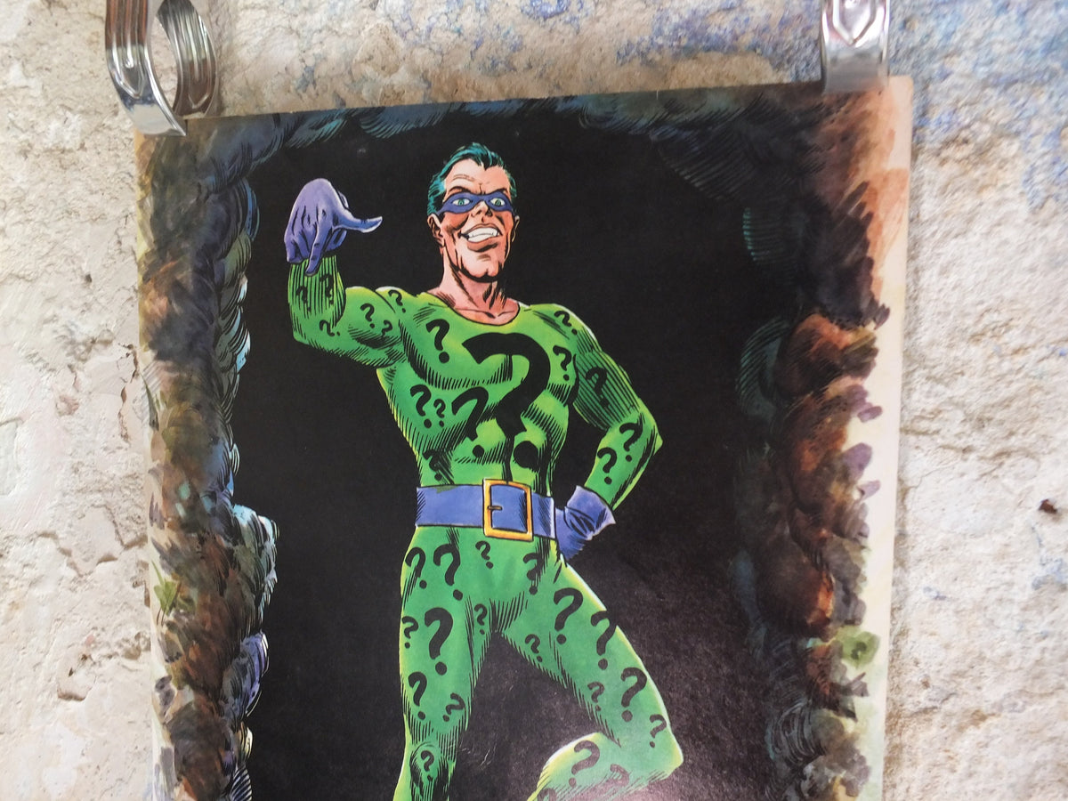 Original Vintage Comic DC Riddler villain Edward Nygma Frank Gorshin Batman Carmine Infantino crime cartoon print wall art 1966 1960s
