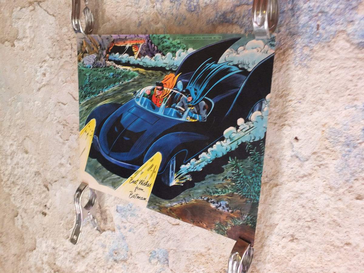 Original Vintage Comic DC Batman and Robin Batmobile Batcave hero superhero Carmine Infantino Adam West cartoon print wall art 1966 1960s