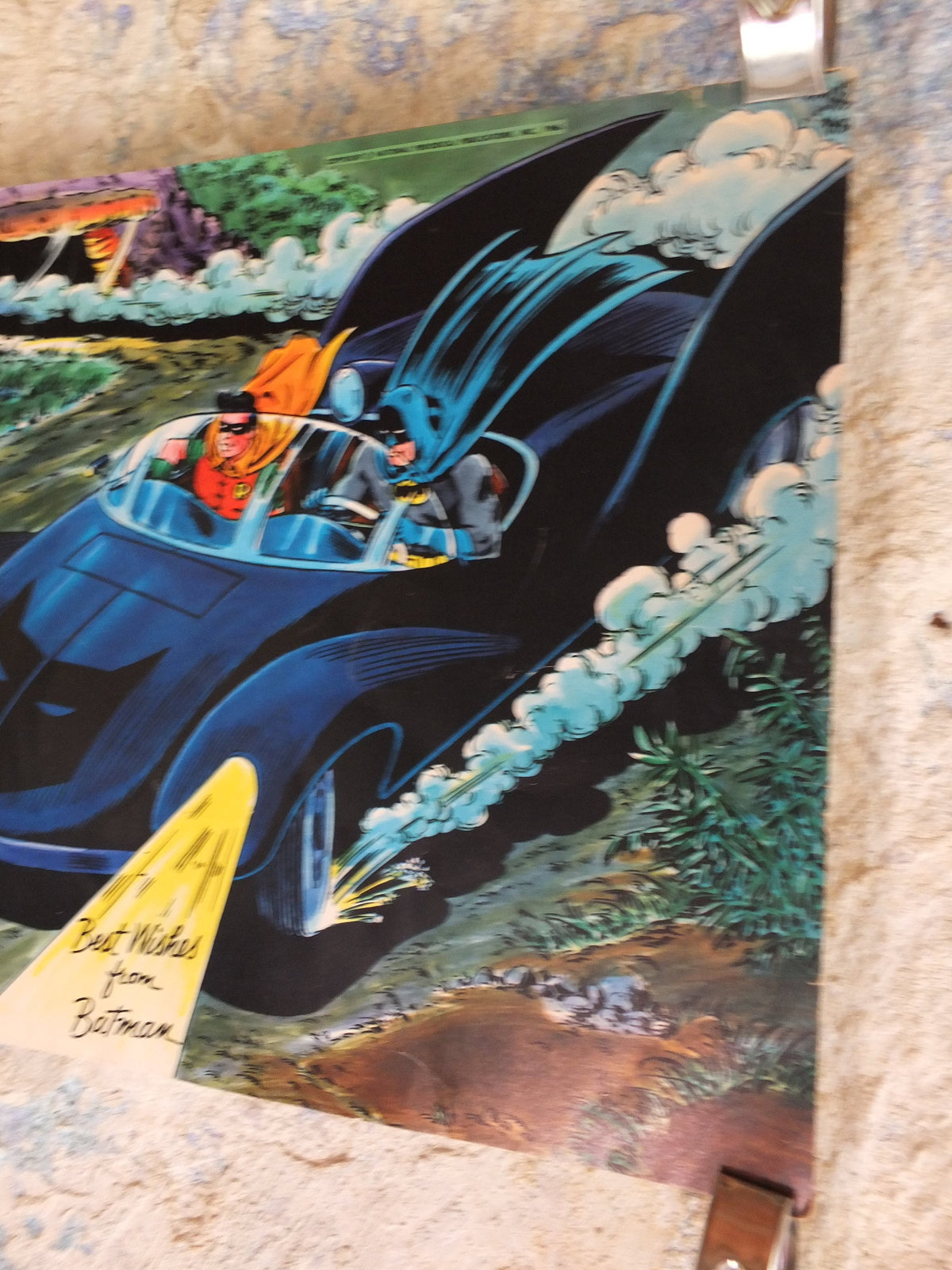 Original Vintage Comic DC Batman and Robin Batmobile Batcave hero superhero Carmine Infantino Adam West cartoon print wall art 1966 1960s