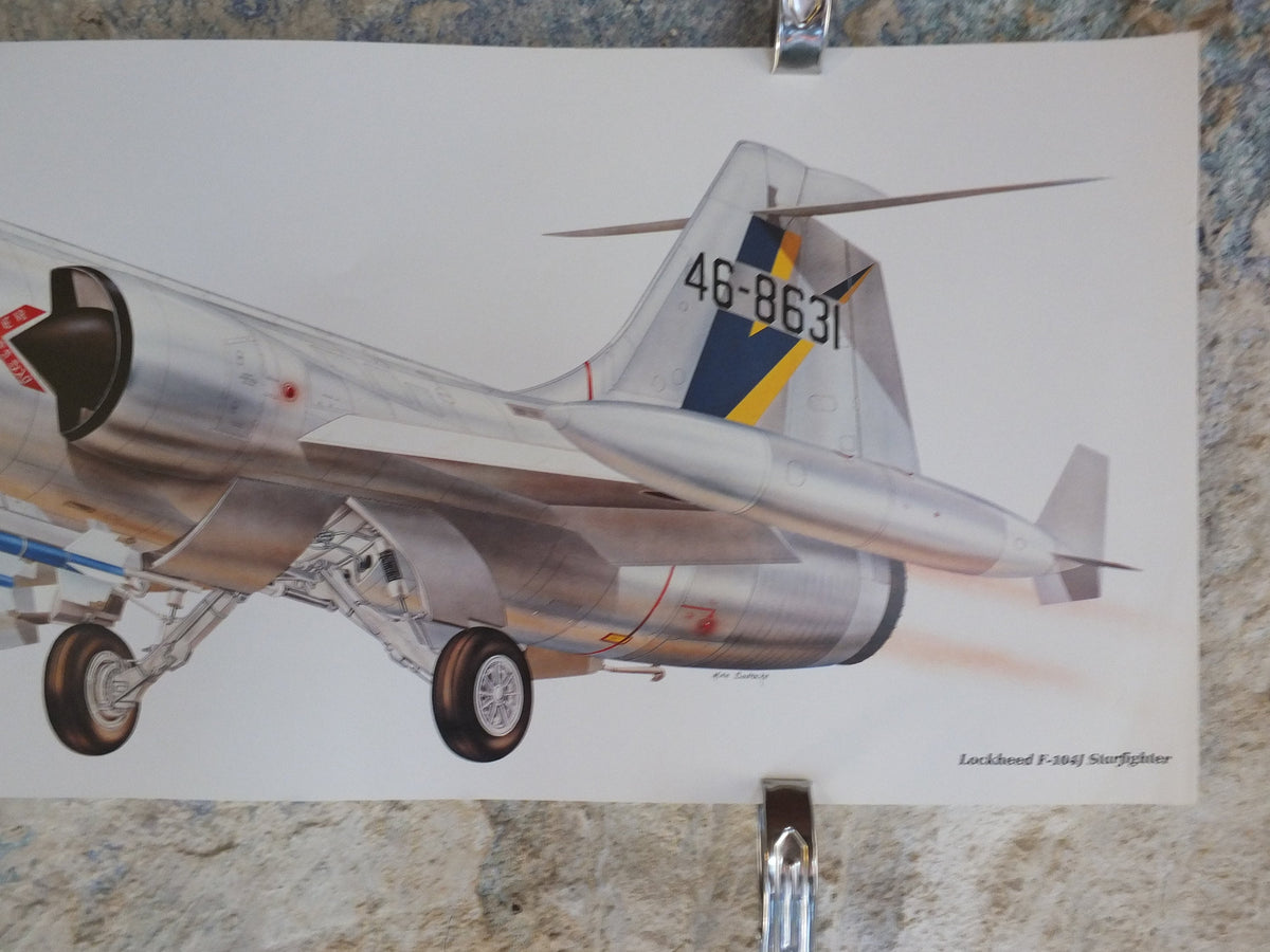 Original Vintage Poster Lockheed F-104j Starfighter by Mike Badrocke military air force airplane aeroplane wall art 1980s