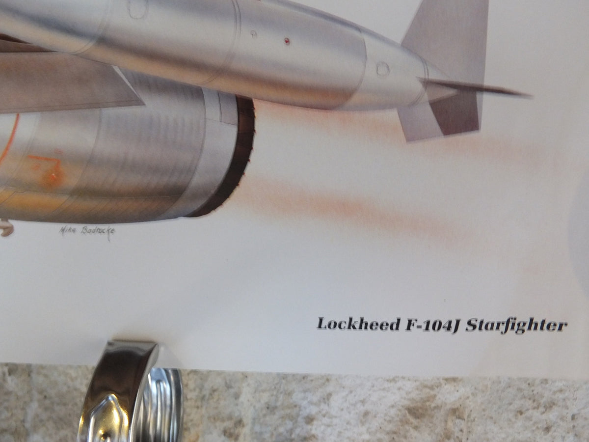 Original Vintage Poster Lockheed F-104j Starfighter by Mike Badrocke military air force airplane aeroplane wall art 1980s