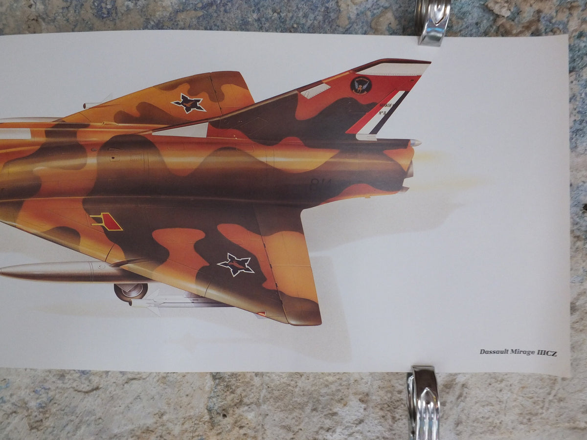 Original Vintage Poster Dassault Mirage IIICZ III CZ military air force airplane aeroplane wall art 1980s