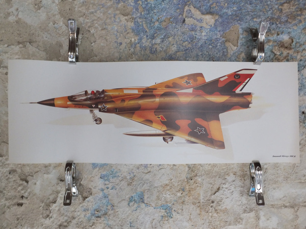 Original Vintage Poster Dassault Mirage IIICZ III CZ military air force airplane aeroplane wall art 1980s