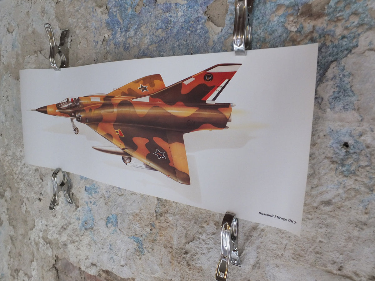 Original Vintage Poster Dassault Mirage IIICZ III CZ military air force airplane aeroplane wall art 1980s