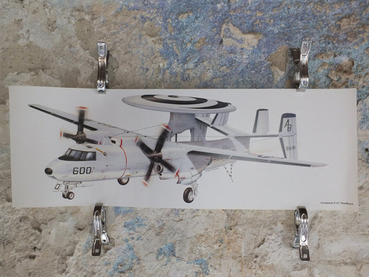 Original Vintage Poster Grumman E-2C Hawkeye – Michael A Badrocke military air force airplane aeroplane wall art 1980s