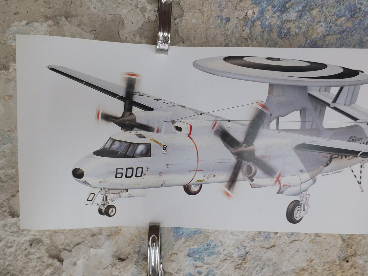 Original Vintage Poster Grumman E-2C Hawkeye – Michael A Badrocke military air force airplane aeroplane wall art 1980s