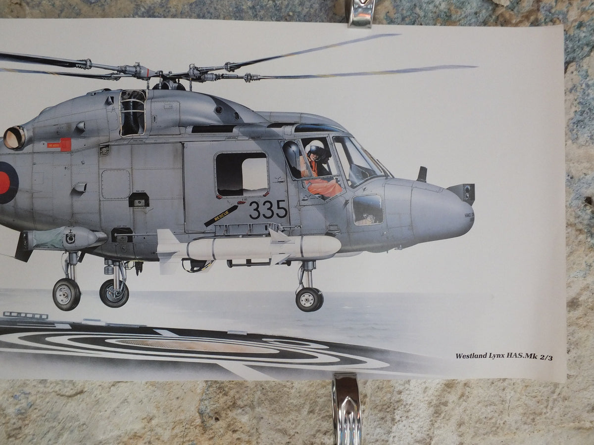 Original Vintage Poster Westland Lynx HAS.Mk 2/3 by Keith Fretwell military air force airplane aeroplane wall art 1980s