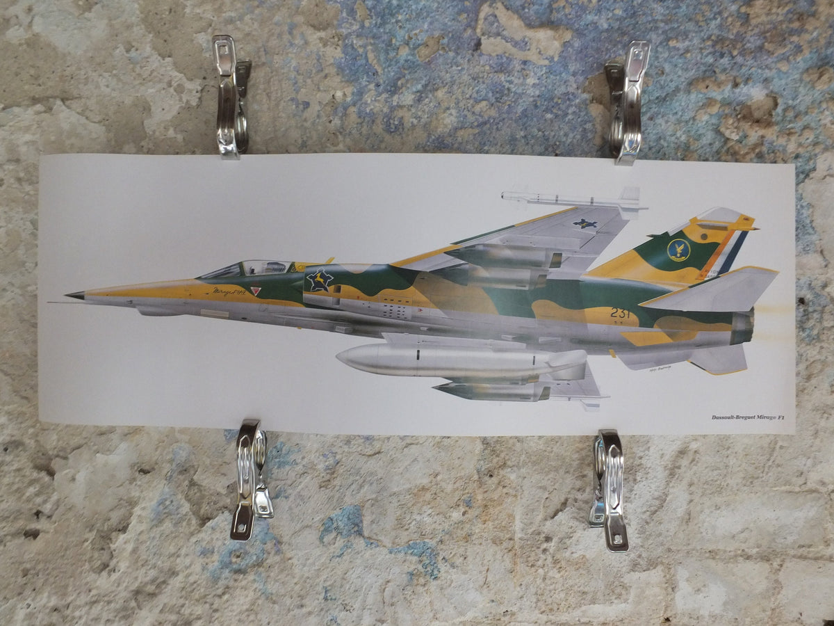 Original Vintage Poster Dassault-Breguet Mirage F1 by Mike Badrocke military air force airplane aeroplane wall art 1980s