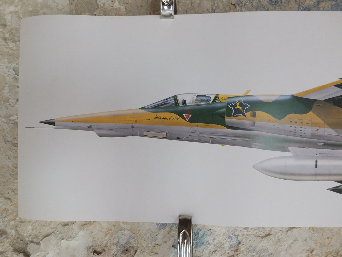 Original Vintage Poster Dassault-Breguet Mirage F1 by Mike Badrocke military air force airplane aeroplane wall art 1980s