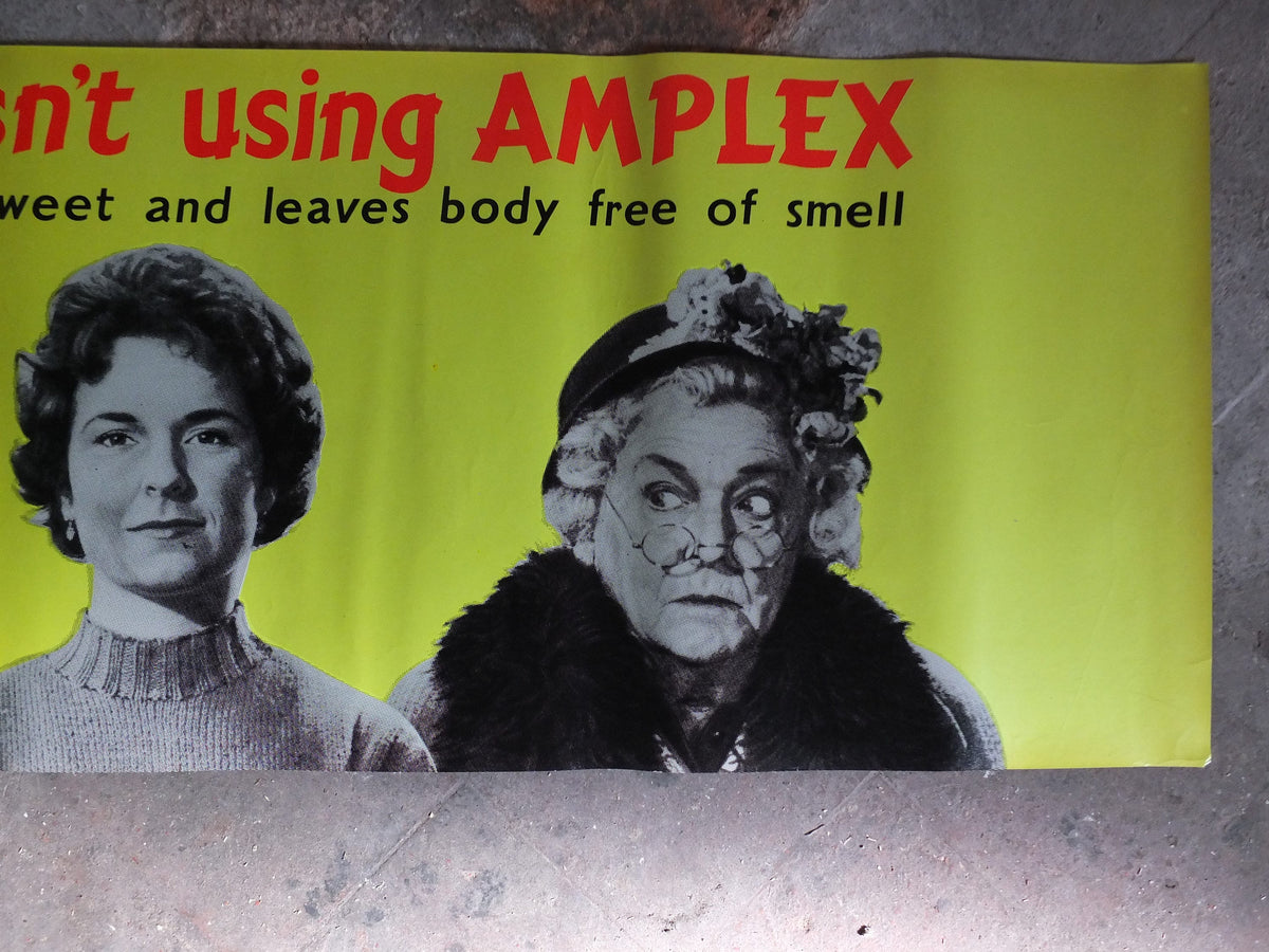 London Underground Tube Poster, Suspicion, Someone isn't using Amplex, deodorant advertising, wall art retro 1970s decor