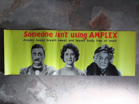 Original Vintage London Underground Tube poster Someone isn't using Amplex deodorant washing smell advertising print wall art retro 1970s