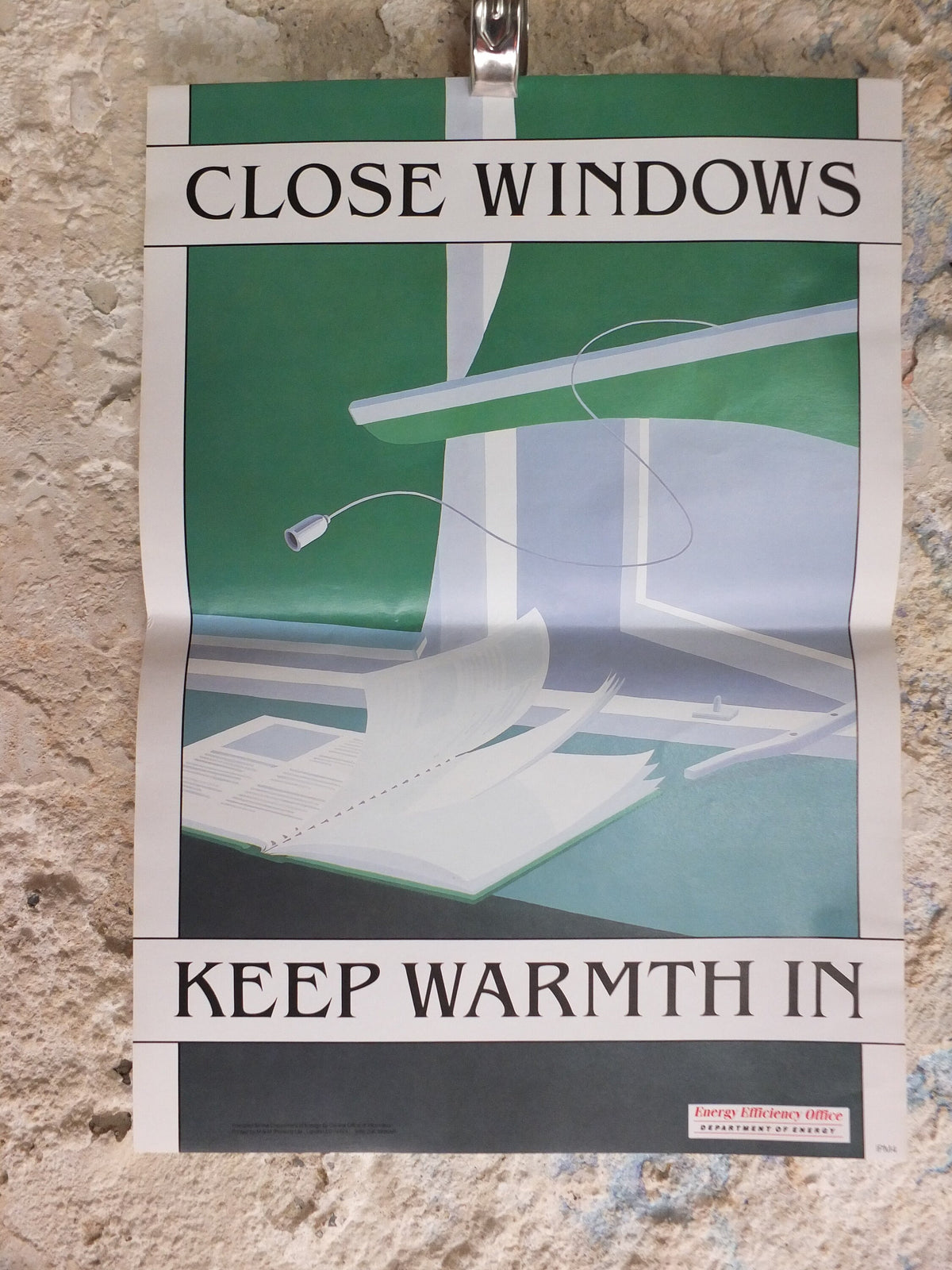 Set of Six Original Vintage British Energy Efficiency Posters windows taps heaters lights leaks wall art retro 1980s health and safety