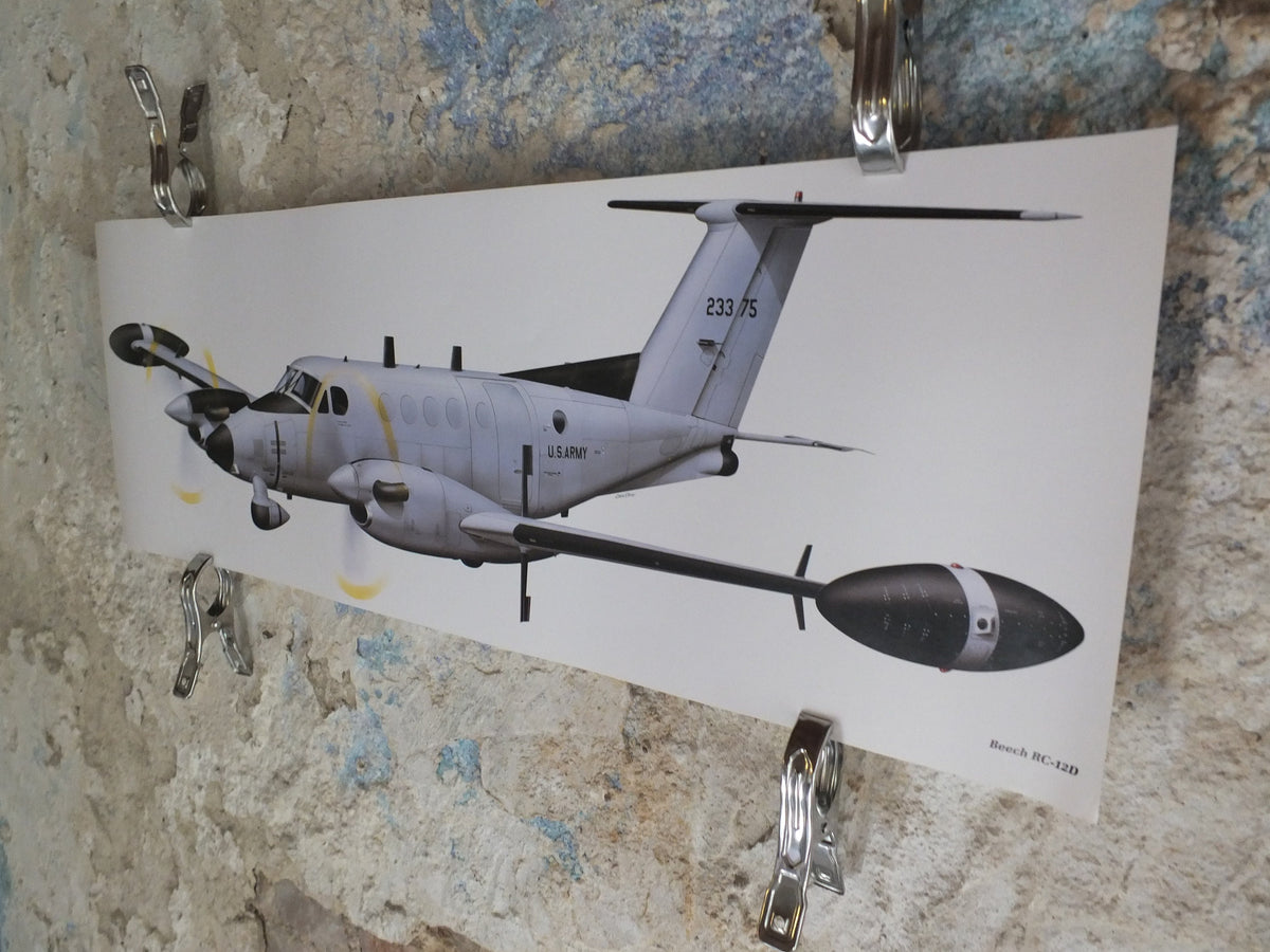 Original Vintage Poster Beech RC-12D by Chris Davey military air force airplane aeroplane wall art 1980s