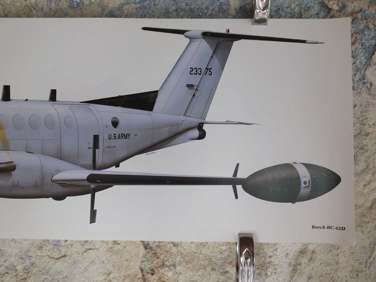 Original Vintage Poster Beech RC-12D by Chris Davey military air force airplane aeroplane wall art 1980s