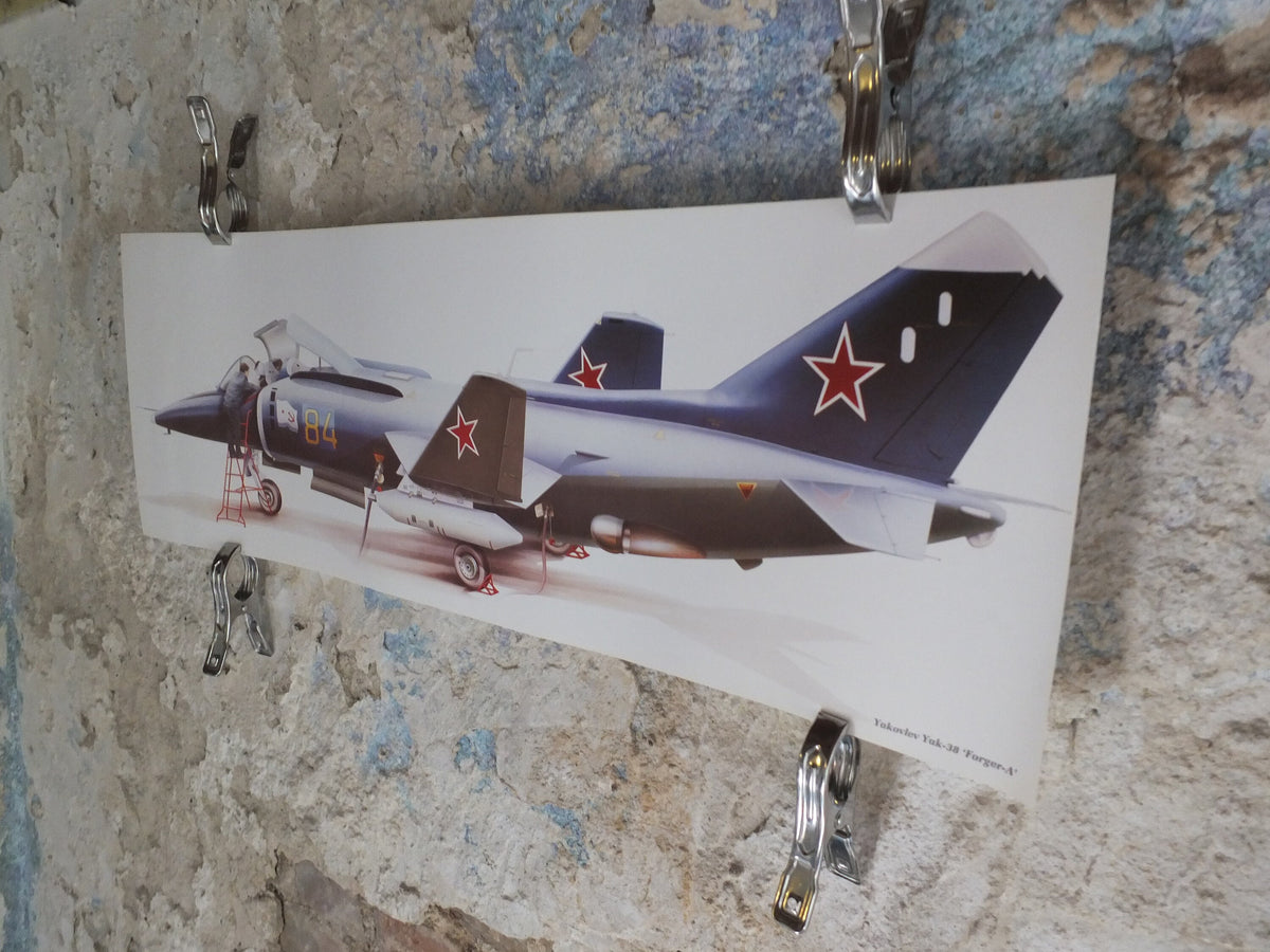 Original Vintage Poster Yukovlev Yak-38 ‘Forger-A’ military air force airplane aeroplane wall art 1980s