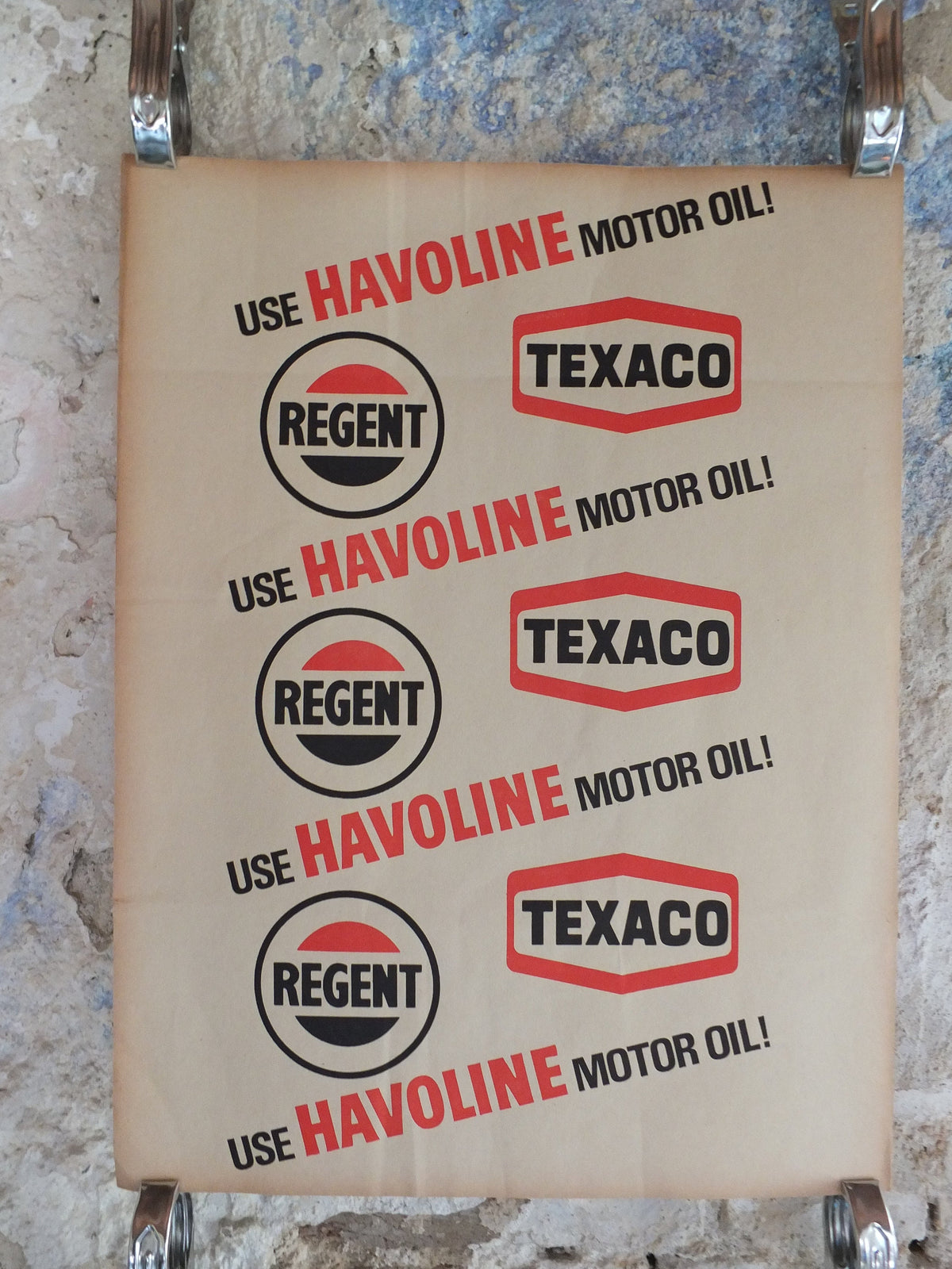 Original Vintage Poster Havoline Motor Oil Texaco Regent advertising motoring cars travel petrol gasoline gas print wall art retro 1950s