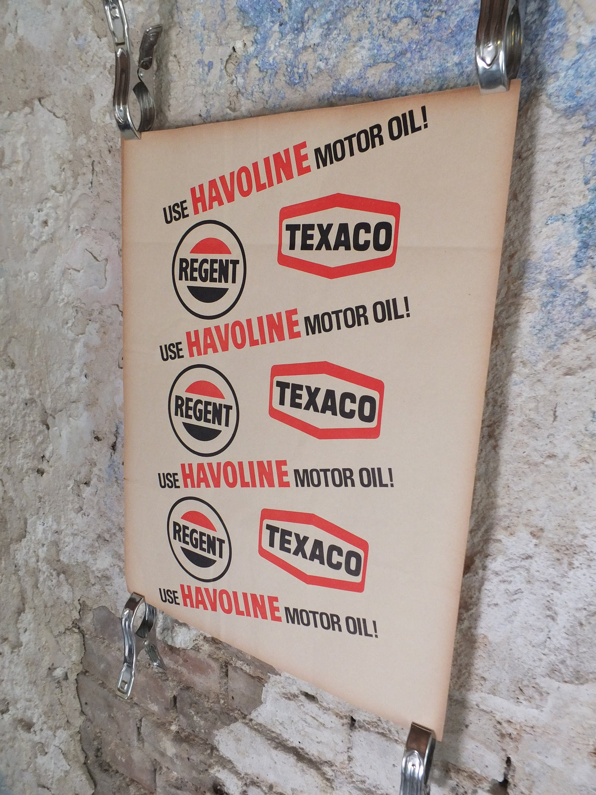 Original Vintage Poster Havoline Motor Oil Texaco Regent advertising motoring cars travel petrol gasoline gas print wall art retro 1950s