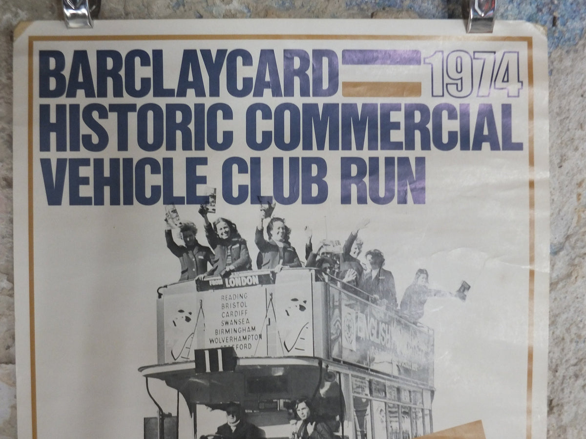 Original Vintage British London to Brighton Double Decker Bus Poster travel transport barclaycard advertising print wall art retro 1970s