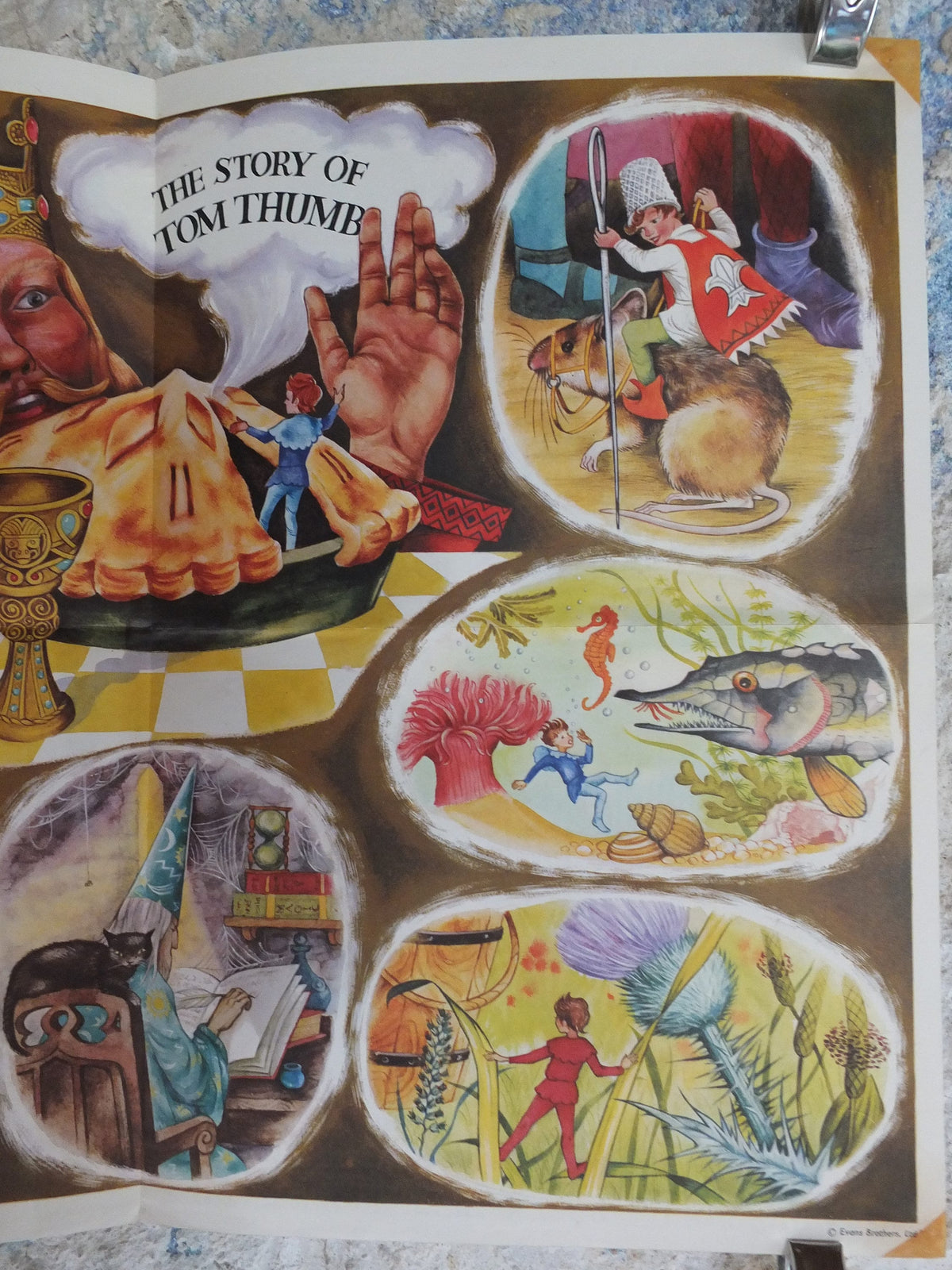 Original Vintage British Child Education The Story of Tom Thumb Poster mid century print wall art Monique Partridge 1968 1960s