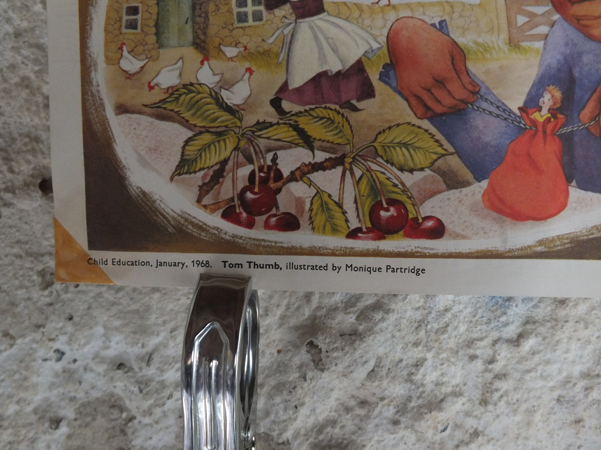 Original Vintage British Child Education The Story of Tom Thumb Poster mid century print wall art Monique Partridge 1968 1960s