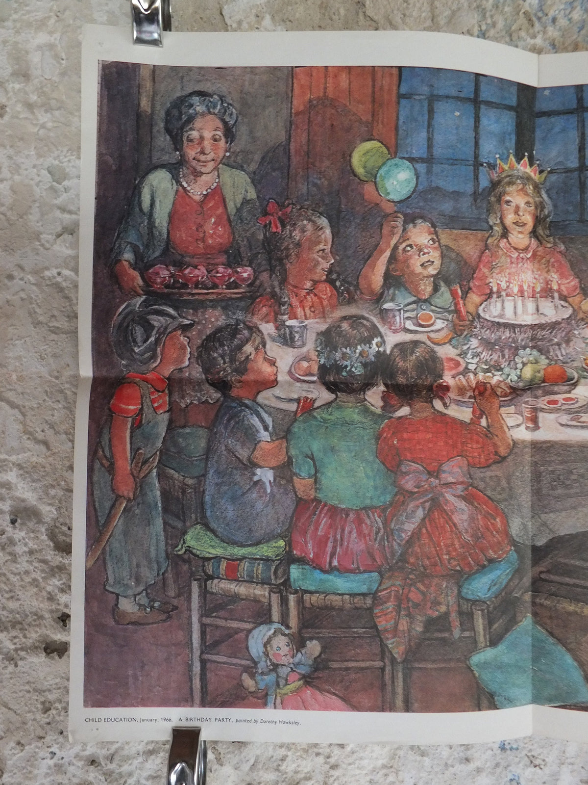 Original Vintage British Child Education Child Birthday Party Poster mid century print Dorothy Hawksley wall art 1966 1960s