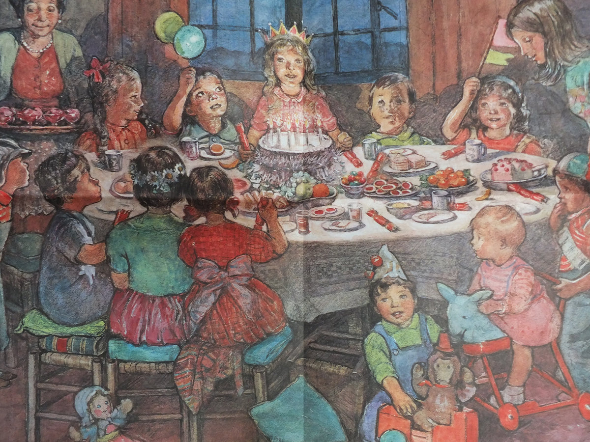 Original Vintage British Child Education Child Birthday Party Poster mid century print Dorothy Hawksley wall art 1966 1960s