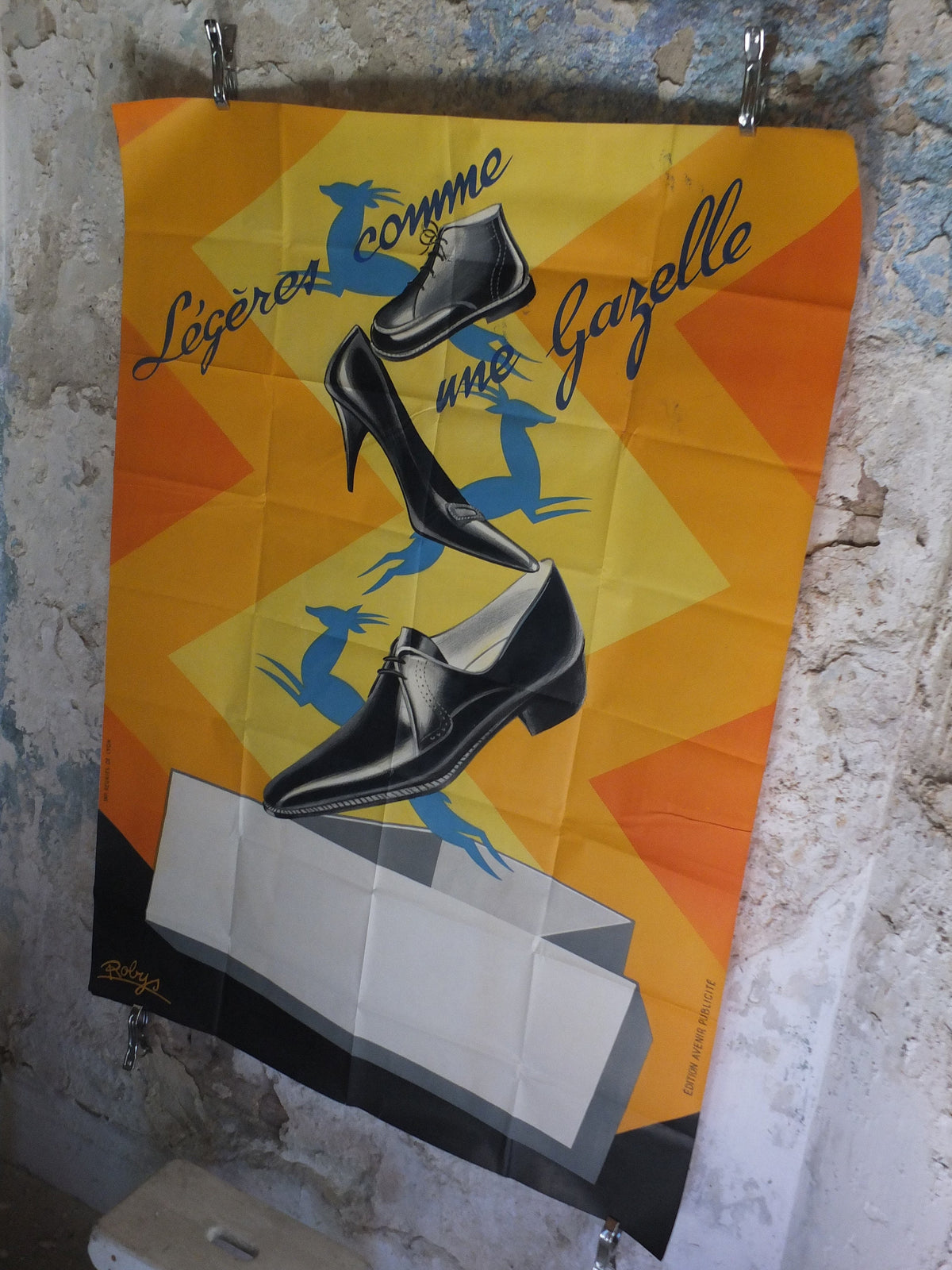 Original Vintage French poster high heel shoes boots fashion Light like a Gazelle legeres comme un footwear wall art retro 1950s 1952