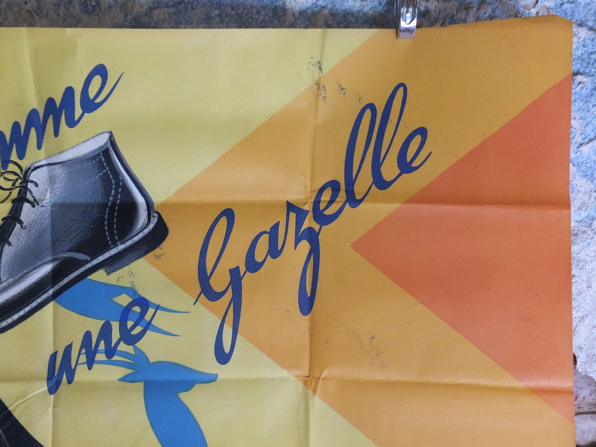 Original Vintage French poster high heel shoes boots fashion Light like a Gazelle legeres comme un footwear wall art retro 1950s 1952
