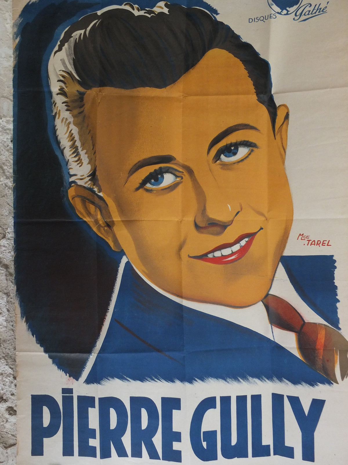 Original Vintage French Singer Pierre Gully Poster crooner entertainment fashion style Advertising print slick deco nouveau wall art 1930s