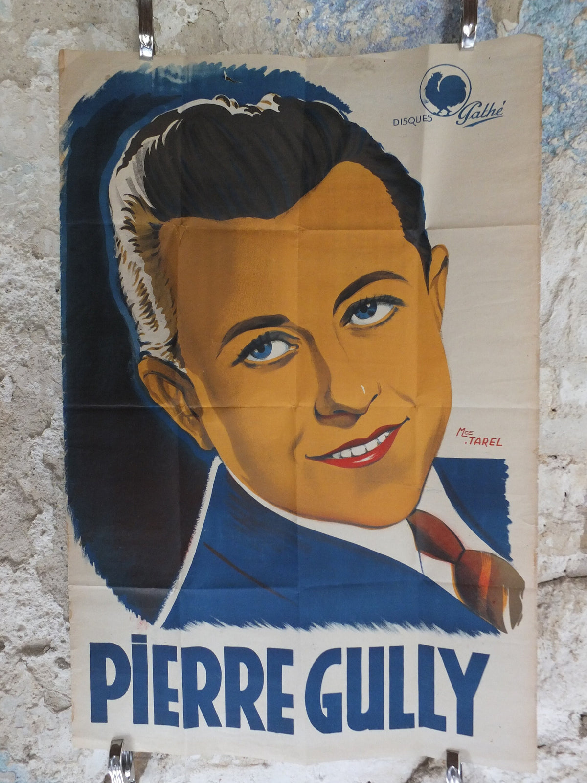 Original Vintage French Singer Pierre Gully Poster crooner entertainment fashion style Advertising print slick deco nouveau wall art 1930s