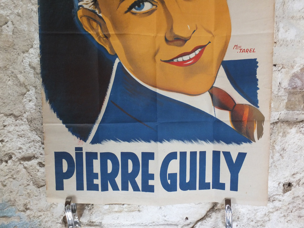 Original Vintage French Singer Pierre Gully Poster crooner entertainment fashion style Advertising print slick deco nouveau wall art 1930s
