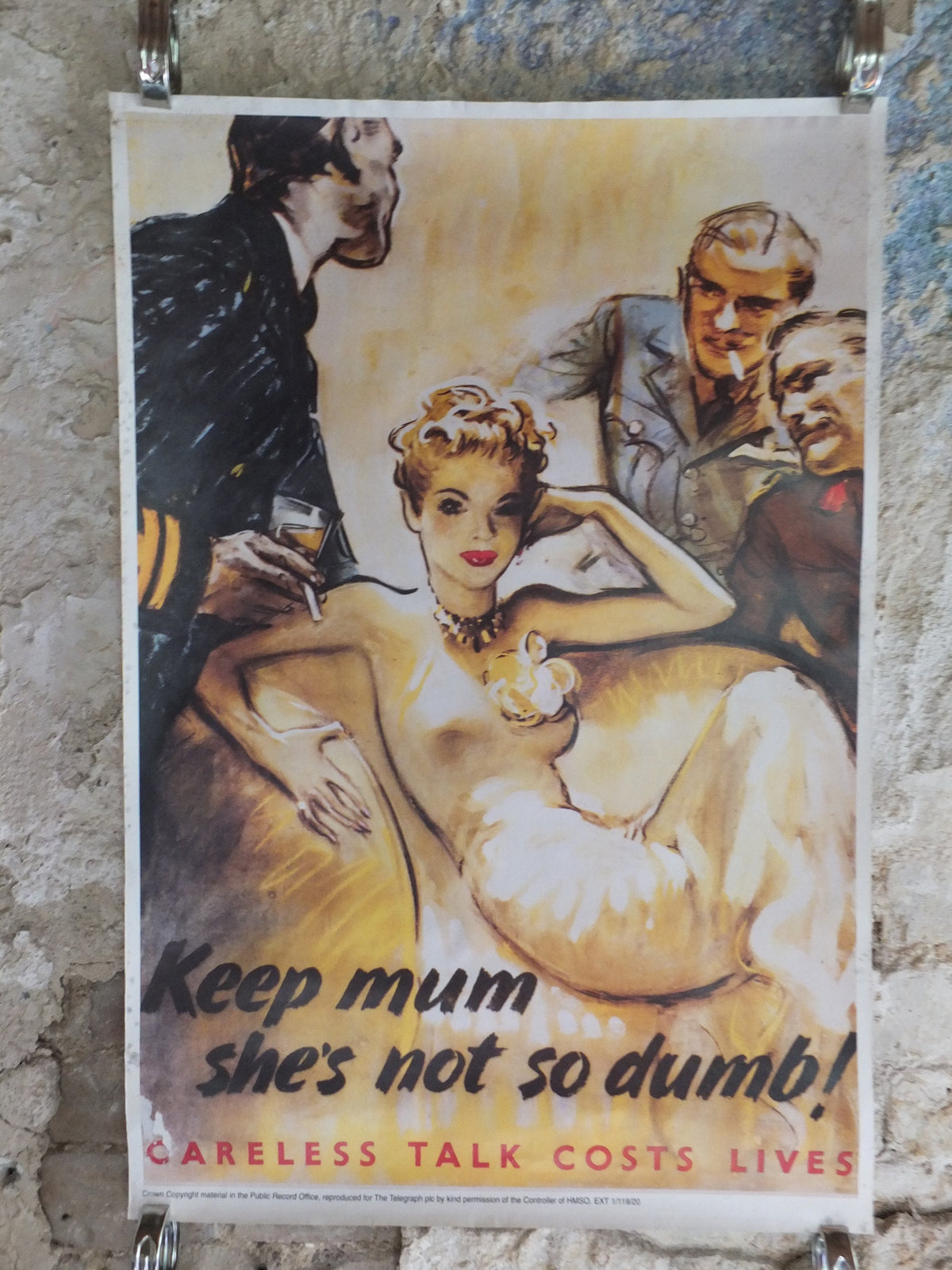 Vintage British WW2 Keep Mum shes not so dumb Careless Talk costs lives Propaganda Poster Jobson Telegraph reprint print wall art 1980s
