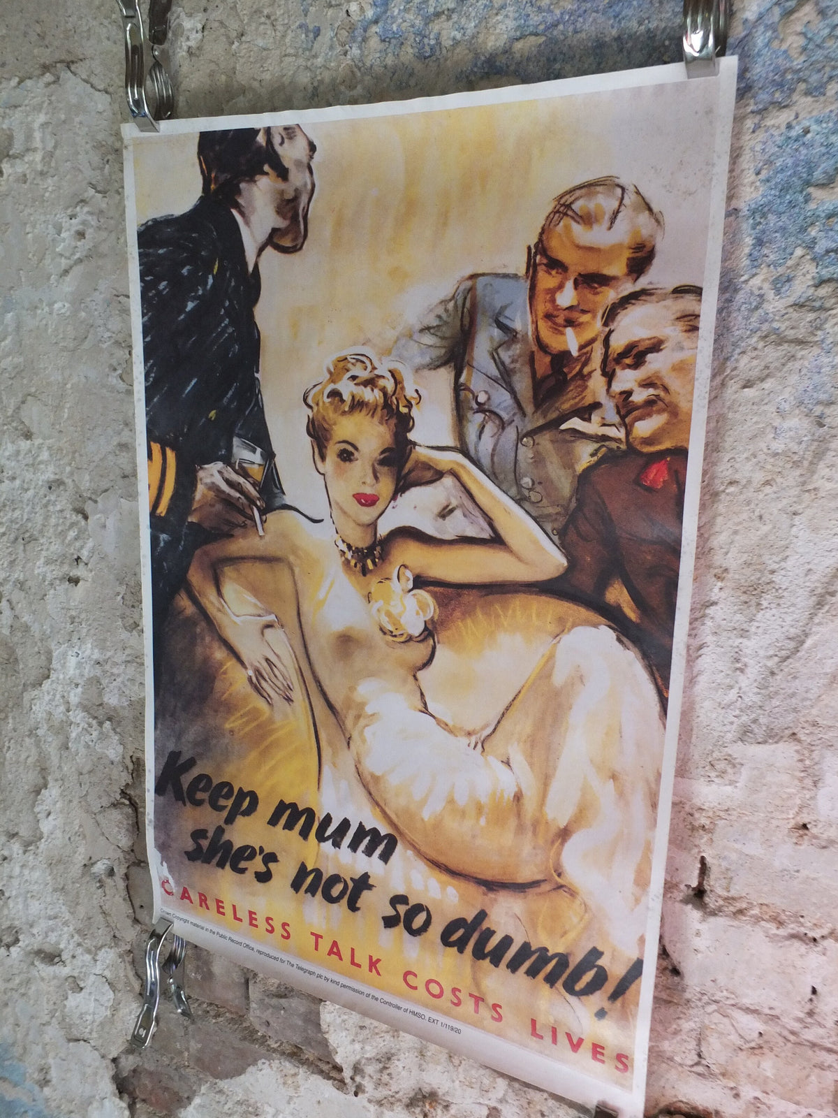 Vintage British WW2 Keep Mum shes not so dumb Careless Talk costs lives Propaganda Poster Jobson Telegraph reprint print wall art 1980s