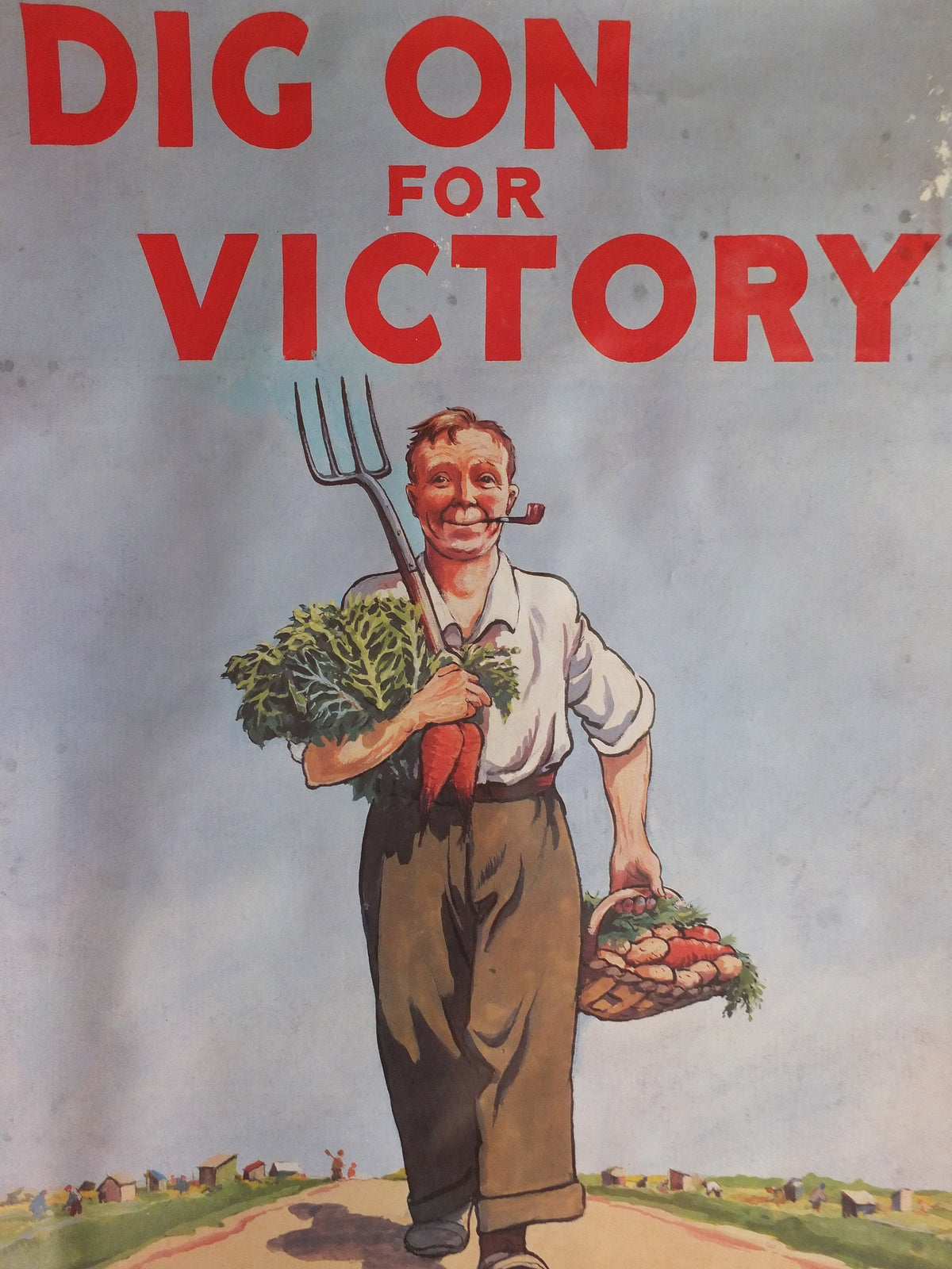 Vintage British WW2 Dig for Victory Propaganda Poster Peter Fraser Telegraph grow vegetables self sufficient reprint print wall art 1980s