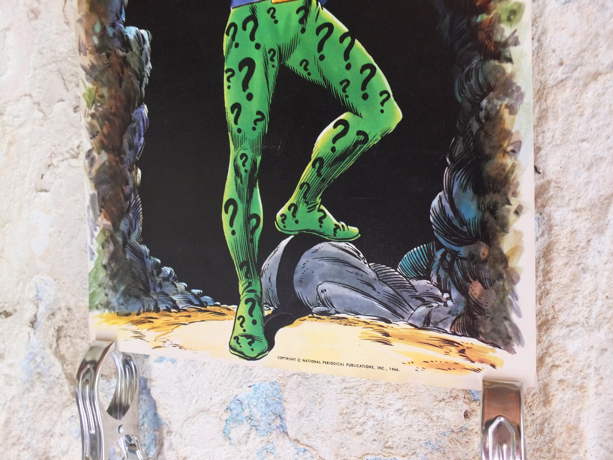 Original Vintage Comic DC Riddler villain Edward Nygma Frank Gorshin Batman Carmine Infantino crime cartoon print wall art 1966 1960s