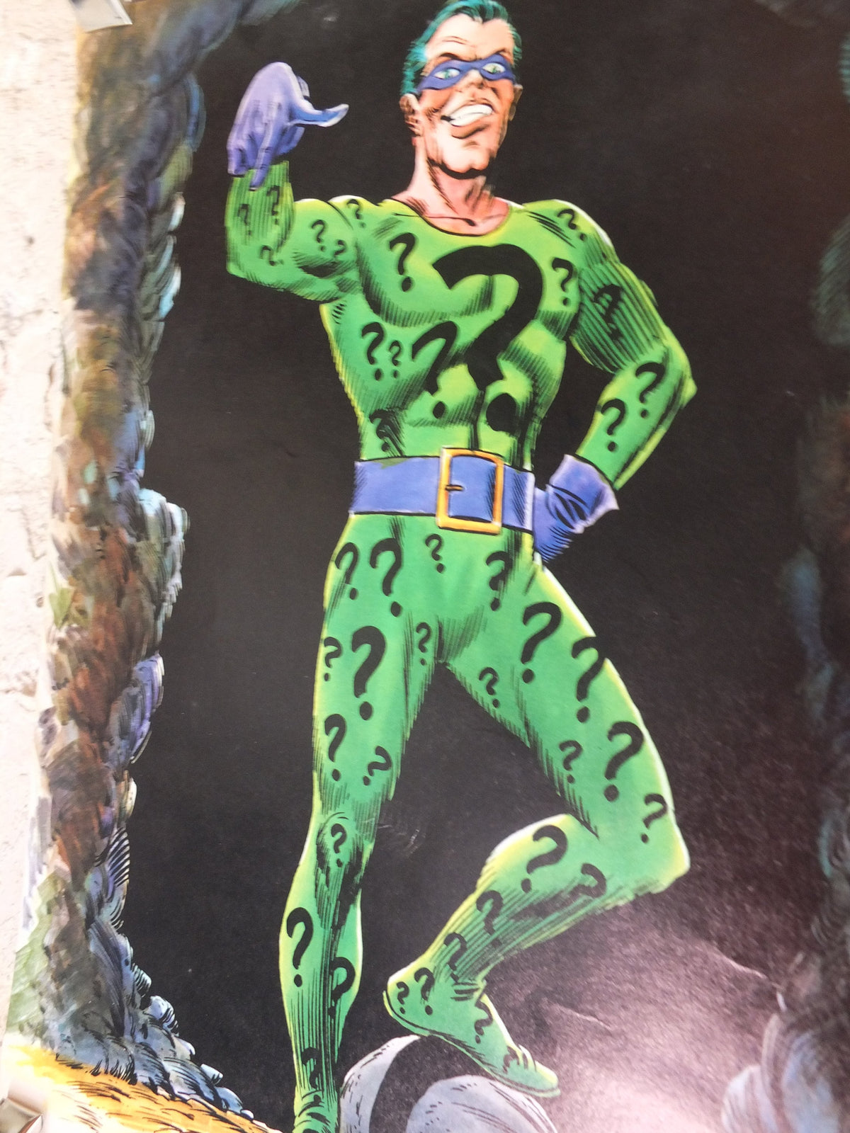 Original Vintage Comic DC Riddler villain Edward Nygma Frank Gorshin Batman Carmine Infantino crime cartoon print wall art 1966 1960s