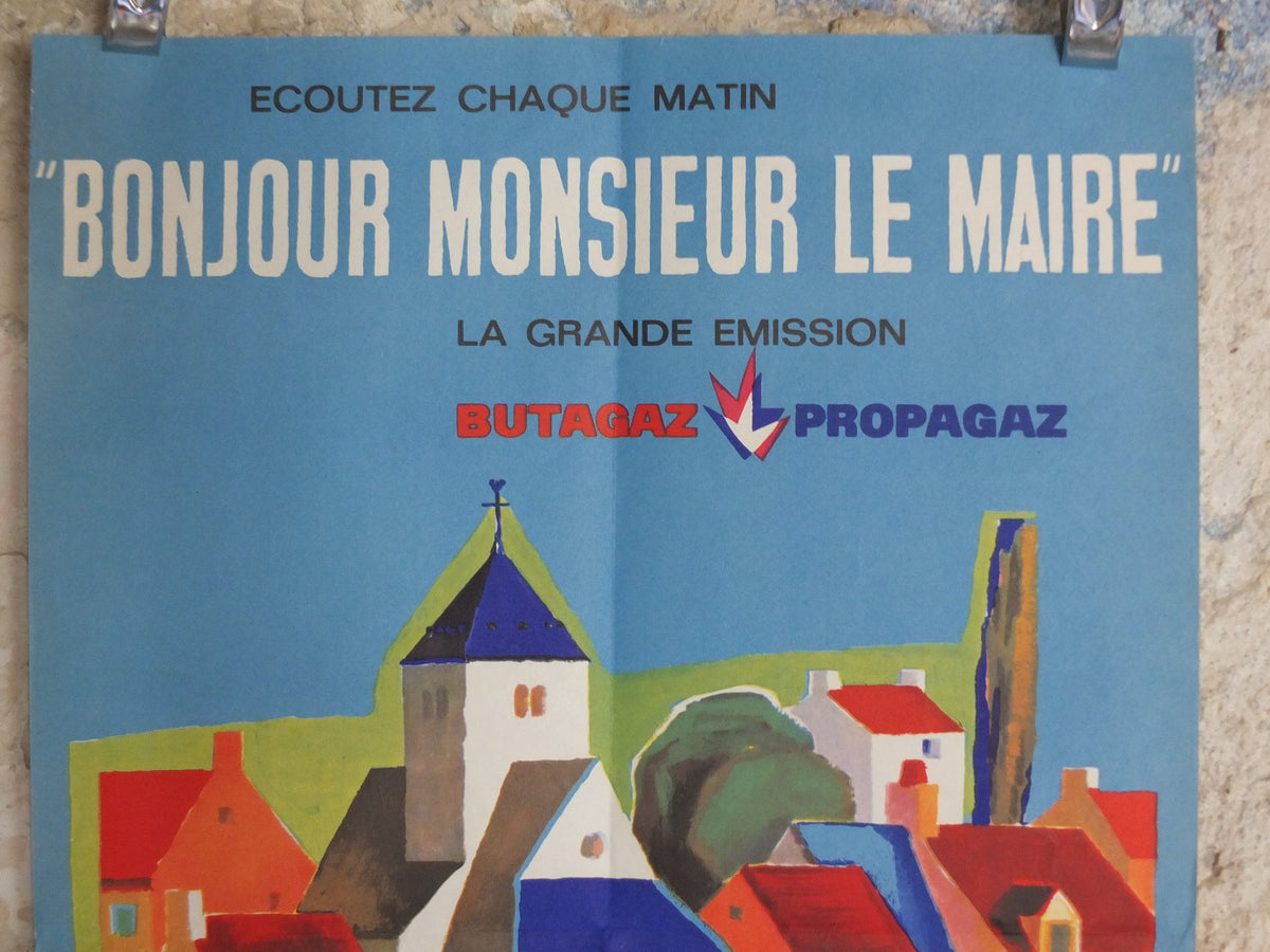Original Vintage French Butagaz Propagaz gas poster advertising cylinder home heating Vernier industrial art wall interior design 1970s
