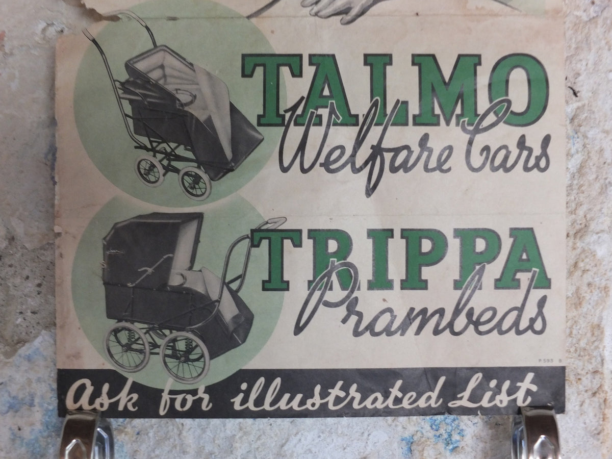 Original Vintage Talmo Baby Pram Poster Sunshine Walker Stroller Carriage Pushchair car buggy deco advertising print wall art retro 1930s