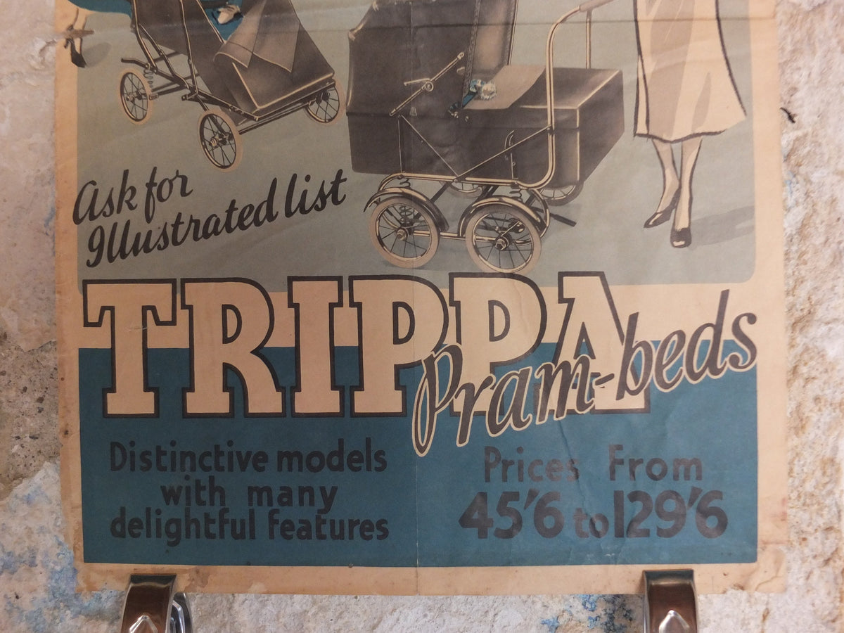 Original Vintage Talmo Baby Pram Poster Sunshine Walker Stroller Carriage Pushchair car buggy deco advertising print wall art retro 1930s
