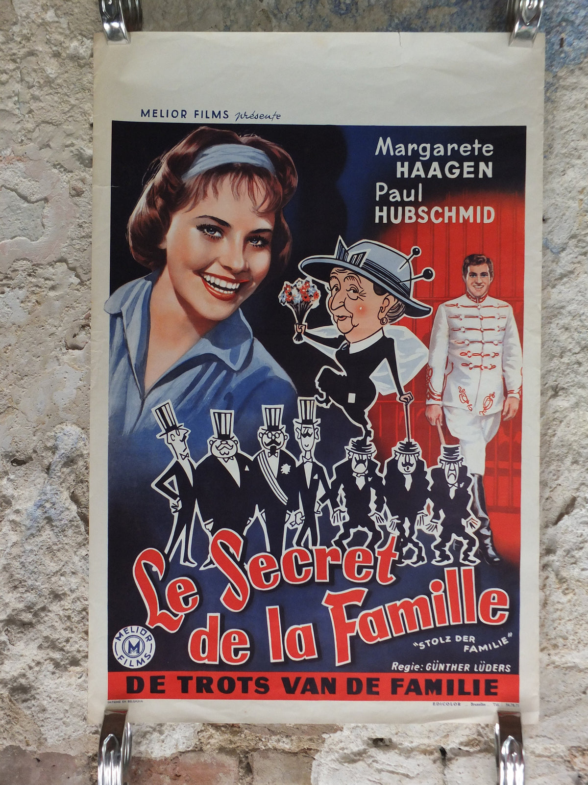 Original Vintage Belgian Movie Poster 1950s The Family Secret birthday mid century Fifties 50s wall art affiche de film