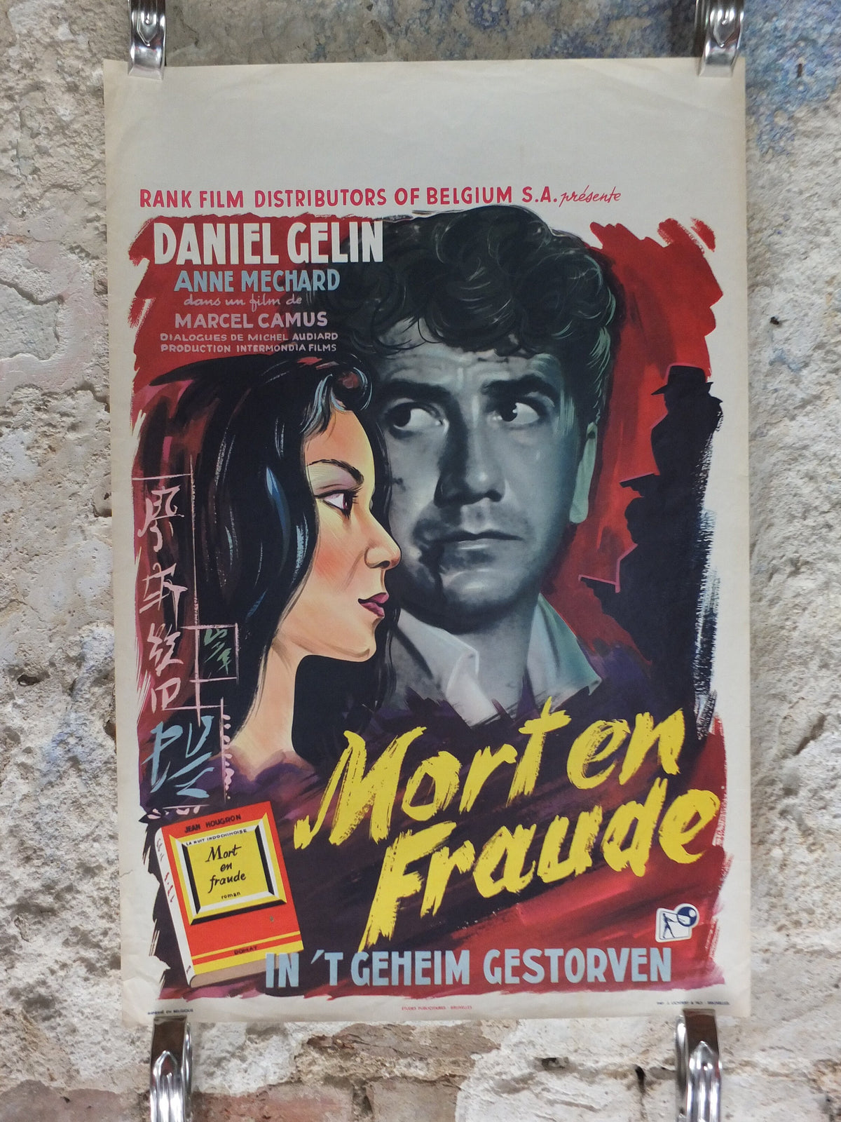 Original Vintage Belgian Movie Poster 1950s Death in Saigon mid century murder Fifties 50s wall art affiche de film
