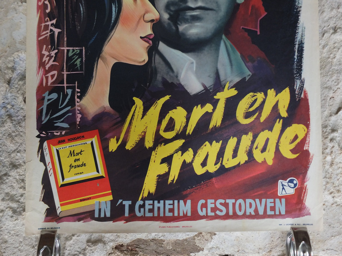 Original Vintage Belgian Movie Poster 1950s Death in Saigon mid century murder Fifties 50s wall art affiche de film
